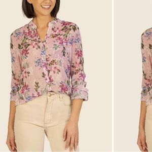 Kut From The Kluth sheer pink floral blouse size medium good condition
